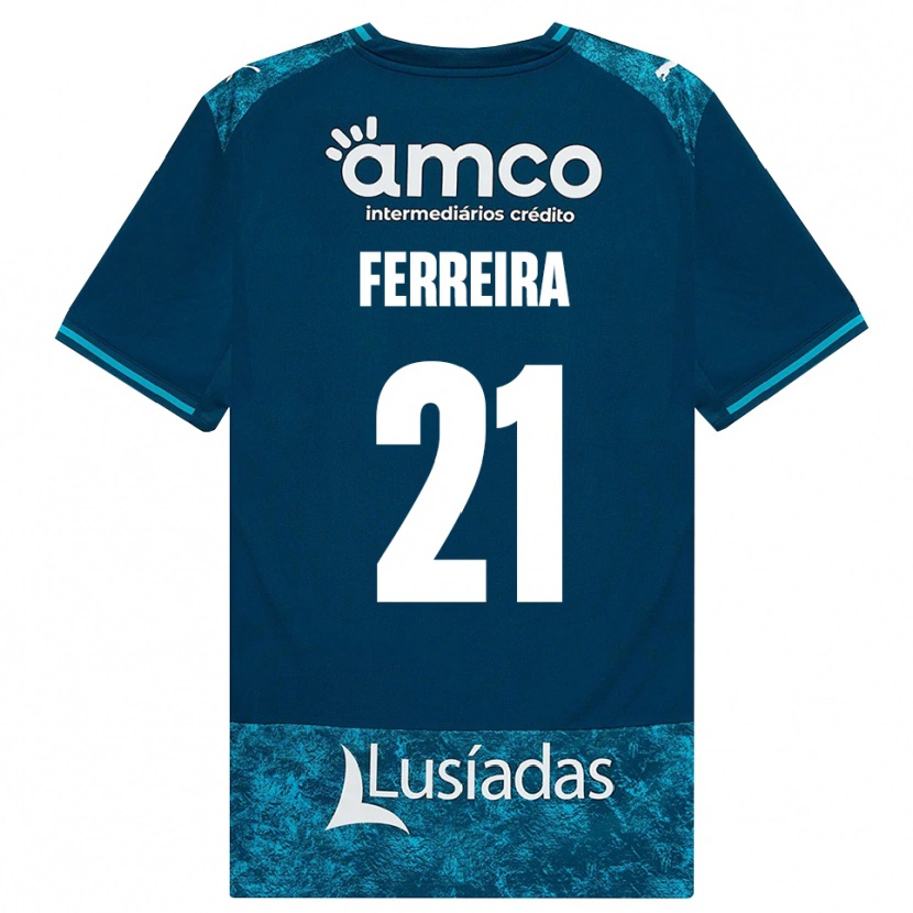 Danxen Mænd Ana Carolina Ferreira #21 Mørkskifergrå Mellemturkis Udebane Spillertrøjer 2026/27 Trøje T-Shirt