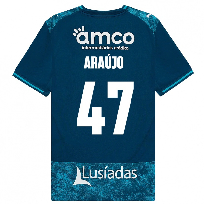 Danxen Mænd Matheus Araújo #47 Mørkskifergrå Mellemturkis Udebane Spillertrøjer 2026/27 Trøje T-Shirt