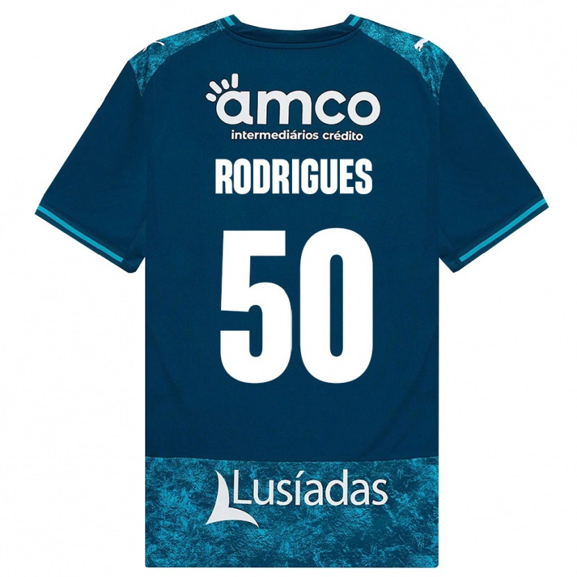 Danxen Mænd Diego Rodrigues #50 Mørkskifergrå Mellemturkis Udebane Spillertrøjer 2026/27 Trøje T-Shirt