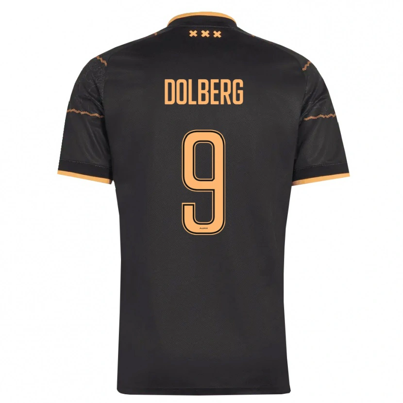 Danxen Mænd Kasper Dolberg #9 Sort Orange Udebane Spillertrøjer 2026/27 Trøje T-Shirt