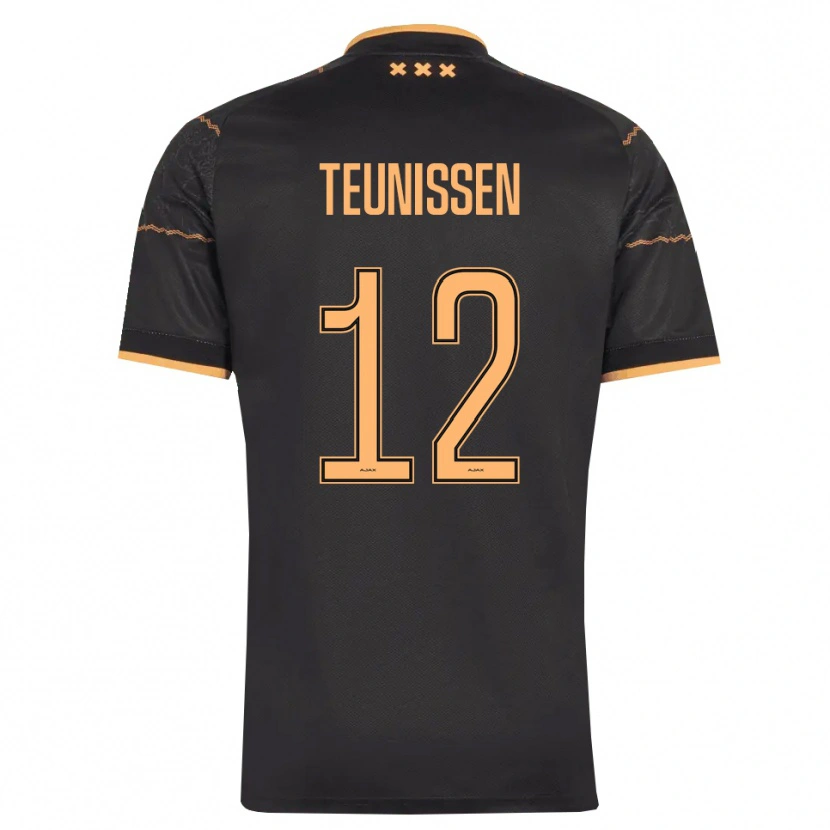 Danxen Mænd Jort Teunissen #12 Sort Orange Udebane Spillertrøjer 2026/27 Trøje T-Shirt
