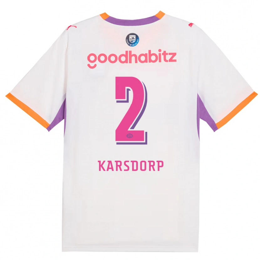 Danxen Mænd Rick Karsdorp #2 Hvid Lilla Orange Udebane Spillertrøjer 2026/27 Trøje T-Shirt
