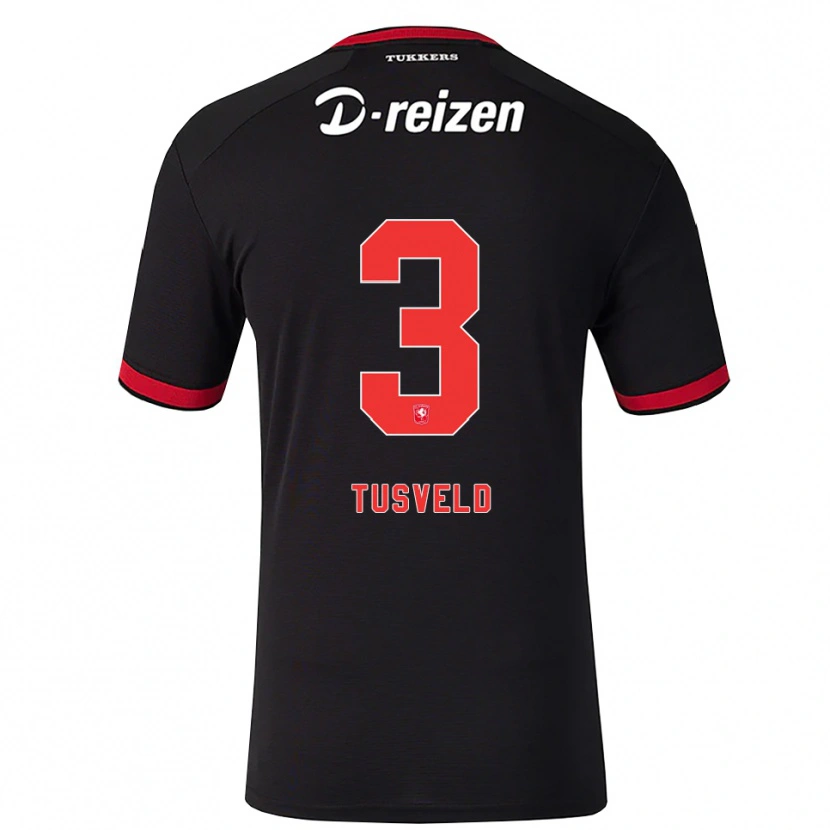 Danxen Mænd Tijn Tusveld #3 Rød Hvid Sort Udebane Spillertrøjer 2026/27 Trøje T-Shirt