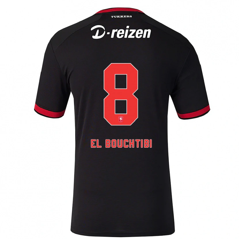 Danxen Mænd Ilias El Bouchtibi #8 Rød Hvid Sort Udebane Spillertrøjer 2026/27 Trøje T-Shirt
