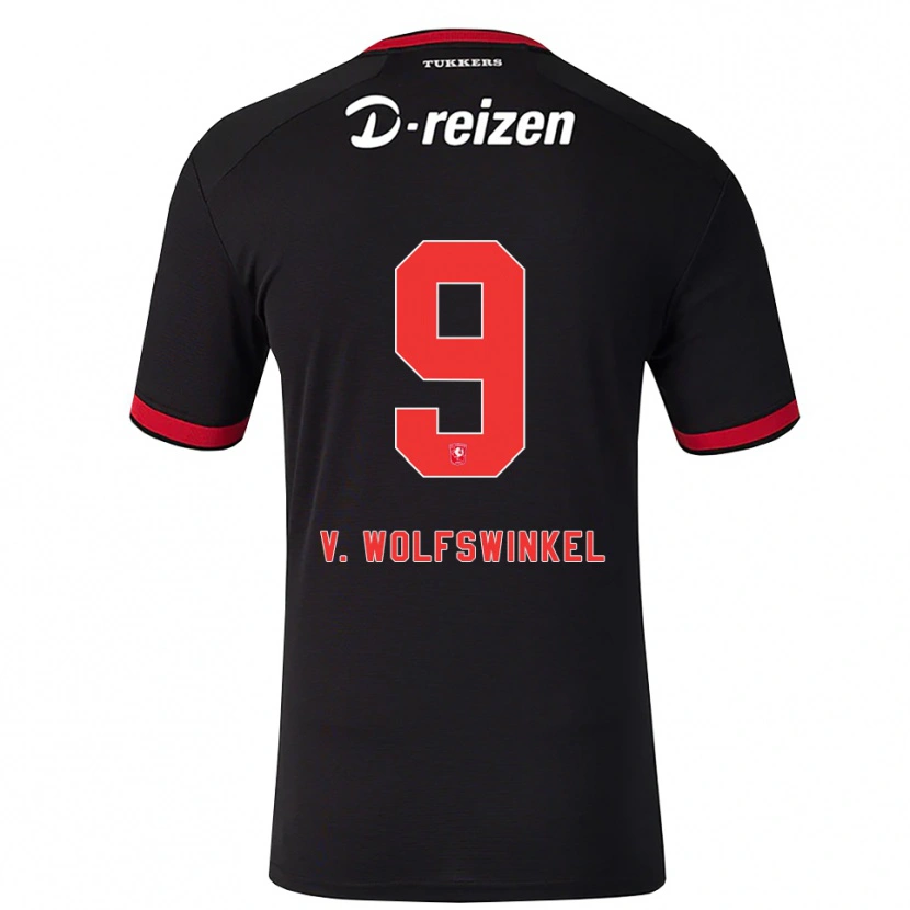 Danxen Mænd Ricky Van Wolfswinkel #9 Rød Hvid Sort Udebane Spillertrøjer 2026/27 Trøje T-Shirt