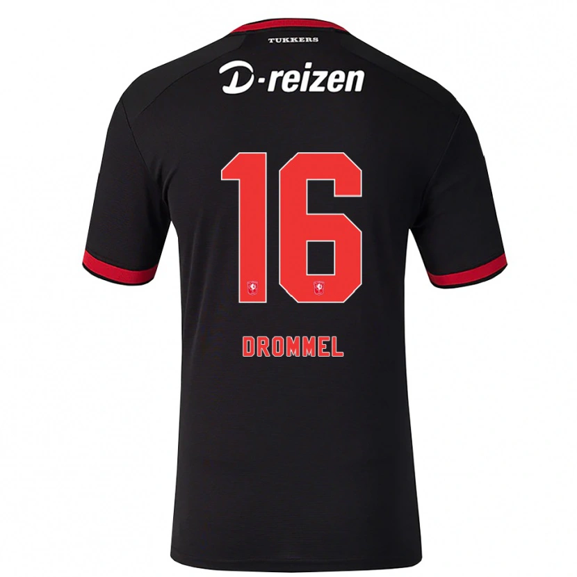 Danxen Mænd Joël Drommel #16 Rød Hvid Sort Udebane Spillertrøjer 2026/27 Trøje T-Shirt