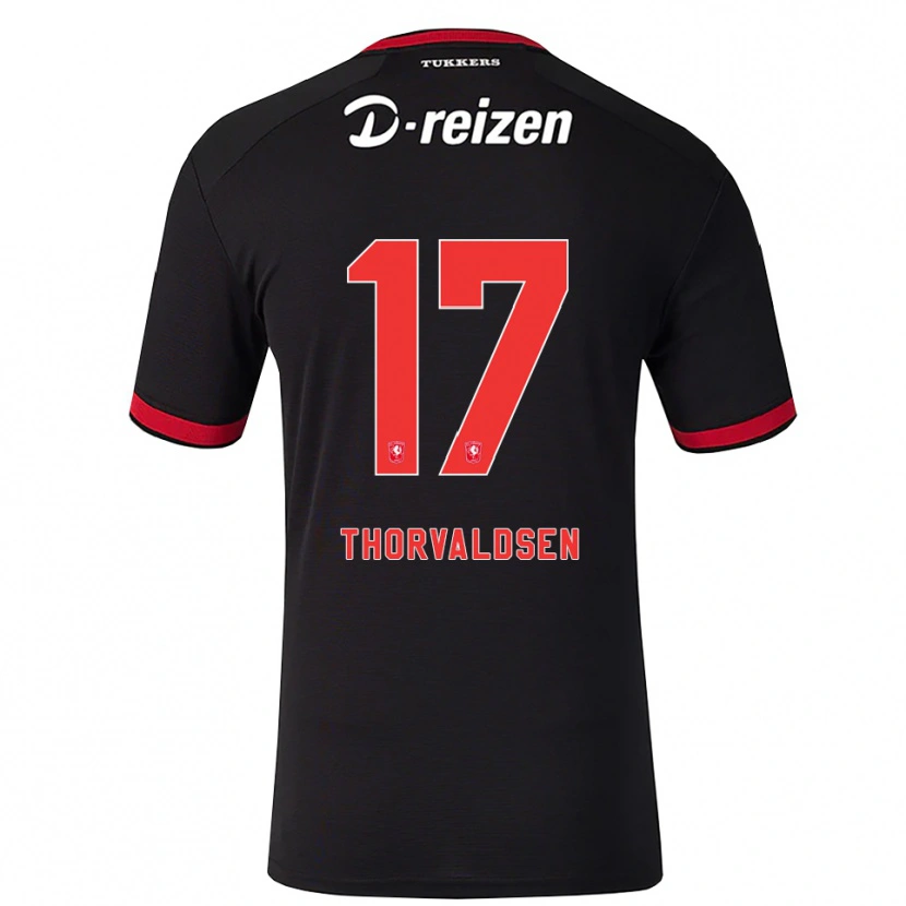 Danxen Mænd Filip Thorvaldsen #17 Rød Hvid Sort Udebane Spillertrøjer 2026/27 Trøje T-Shirt