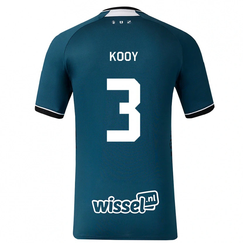 Danxen Mænd Wessel Kooy #3 Mørkskifergrå Hvid Udebane Spillertrøjer 2026/27 Trøje T-Shirt