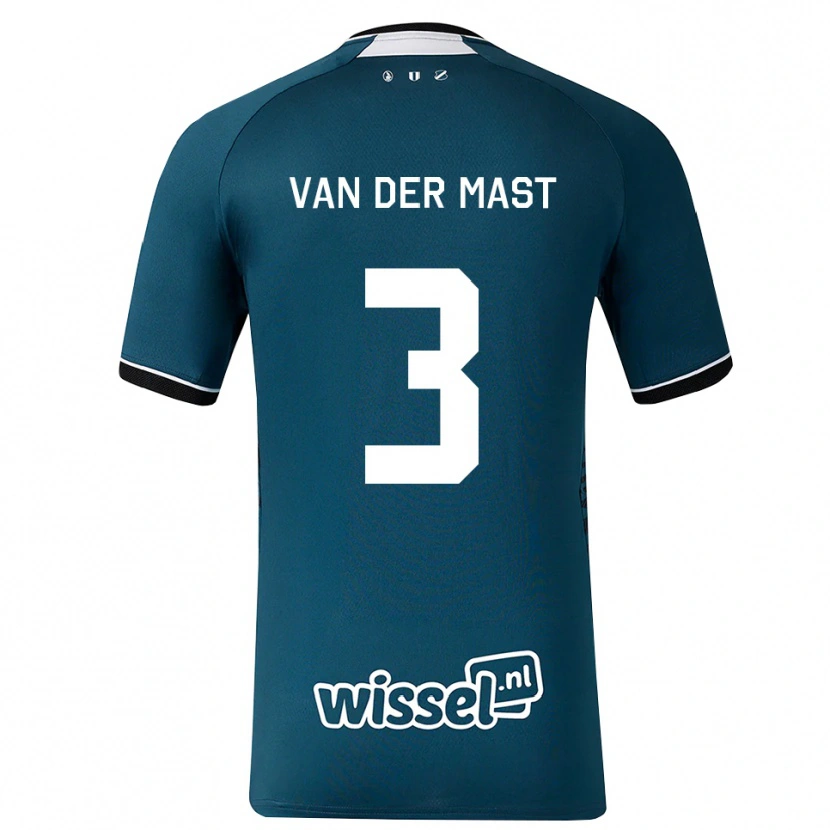 Danxen Mænd Hylke Van Der Mast #3 Mørkskifergrå Hvid Udebane Spillertrøjer 2026/27 Trøje T-Shirt