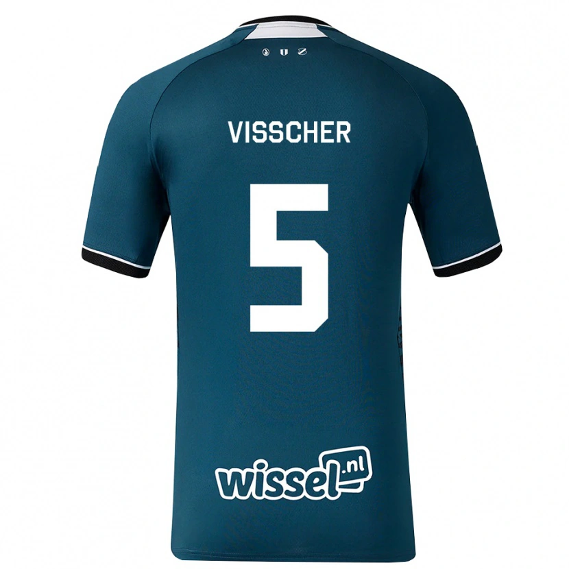 Danxen Mænd Amber Visscher #5 Mørkskifergrå Hvid Udebane Spillertrøjer 2026/27 Trøje T-Shirt
