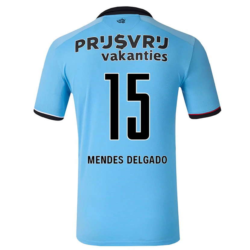 Danxen Mænd Jayden Mendes Delgado #15 Dybhimmelblå Sort Rød Udebane Spillertrøjer 2026/27 Trøje T-Shirt