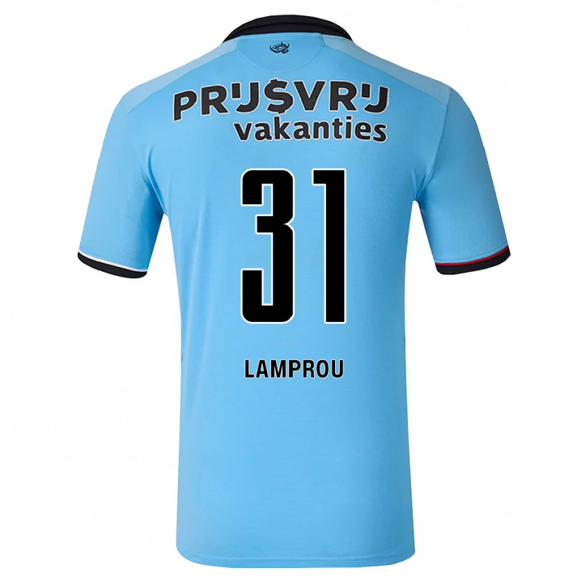 Danxen Mænd Kostas Lamprou #31 Dybhimmelblå Sort Rød Udebane Spillertrøjer 2026/27 Trøje T-Shirt