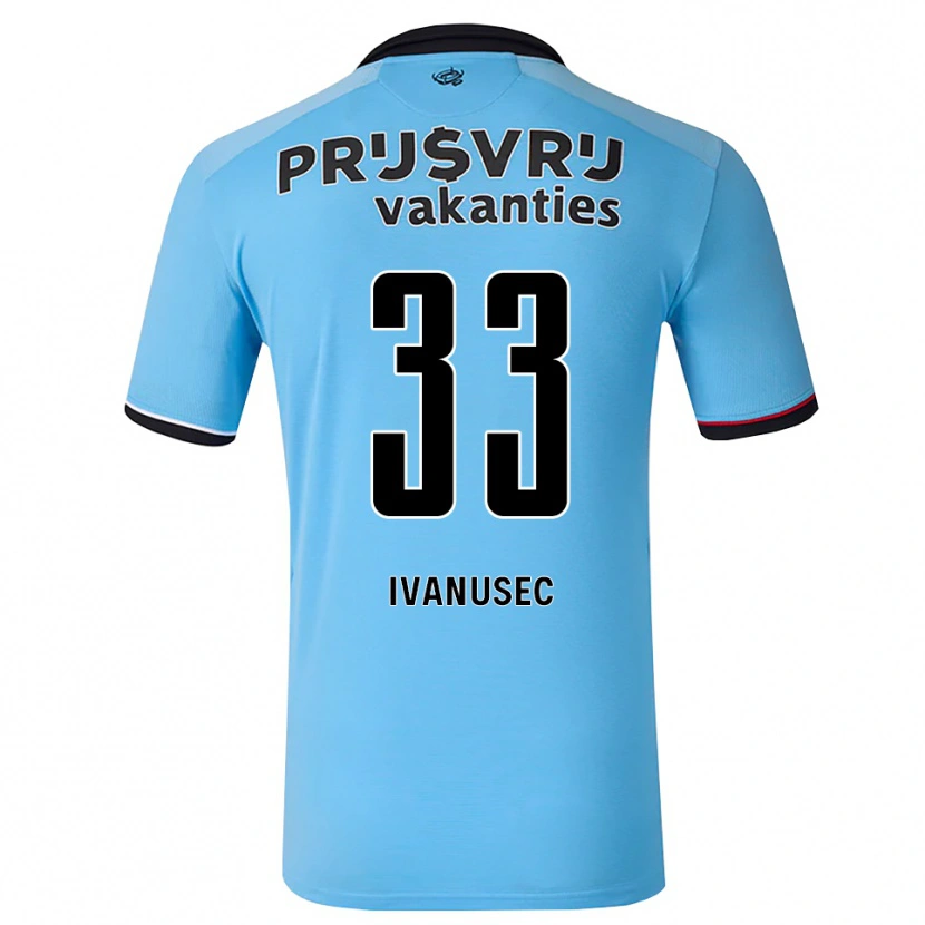 Danxen Mænd Luka Ivanušec #33 Dybhimmelblå Sort Rød Udebane Spillertrøjer 2026/27 Trøje T-Shirt