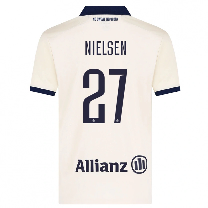 Danxen Mænd Casper Nielsen #27 Beige Sort Udebane Spillertrøjer 2026/27 Trøje T-Shirt