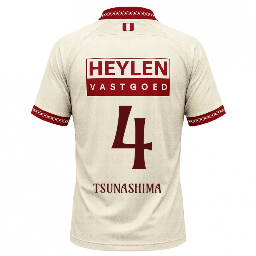 Danxen Mænd Yuto Tsunashima #4 Beige Rød Udebane Spillertrøjer 2026/27 Trøje T-Shirt