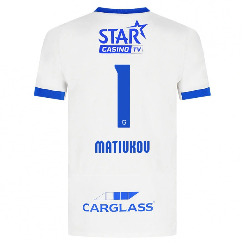 Danxen Mænd Platon Matiukov #1 Hvid Blå Udebane Spillertrøjer 2026/27 Trøje T-Shirt