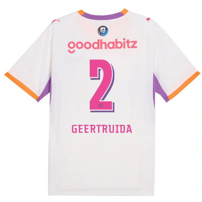 Danxen Mænd Lutsharel Geertruida #2 Hvid Lilla Orange Udebane Spillertrøjer 2026/27 Trøje T-Shirt