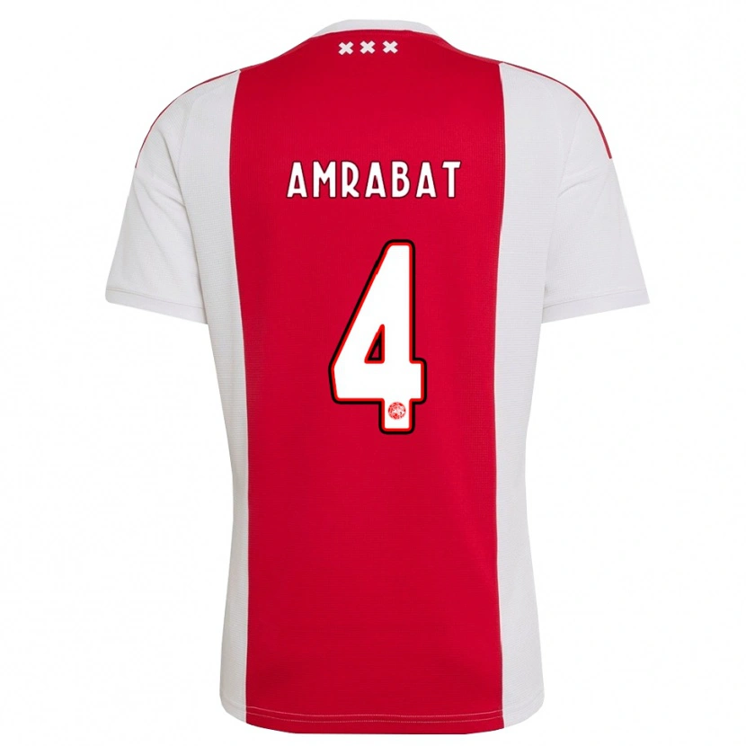 Danxen Mænd Sofyan Amrabat #4 Rød Hvid Gul Hjemmebane Spillertrøjer 2026/27 Trøje T-Shirt