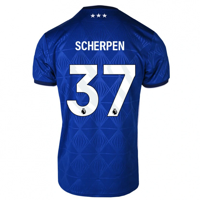 Danxen Kvinder Kjell Scherpen #37 Mellemblå Hvid Rød Hjemmebane Spillertrøjer 2026/27 Trøje T-Shirt