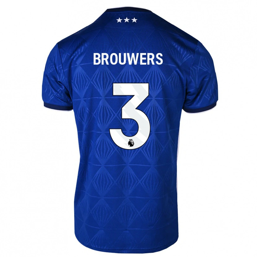 Danxen Kvinder Steve Brouwers #3 Mellemblå Hvid Rød Hjemmebane Spillertrøjer 2026/27 Trøje T-Shirt