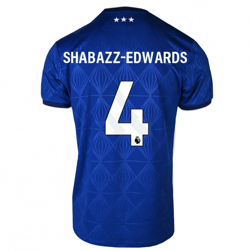 Danxen Kvinder Walker Shabazz-Edwards #4 Mellemblå Hvid Rød Hjemmebane Spillertrøjer 2026/27 Trøje T-Shirt