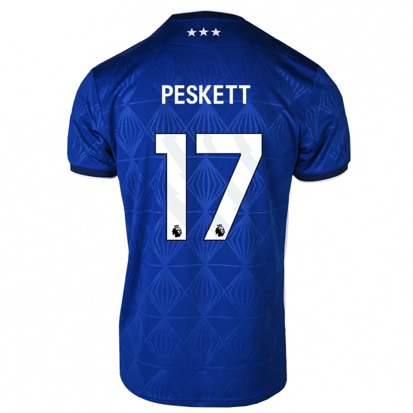 Danxen Kvinder Sophie Peskett #17 Mellemblå Hvid Rød Hjemmebane Spillertrøjer 2026/27 Trøje T-Shirt