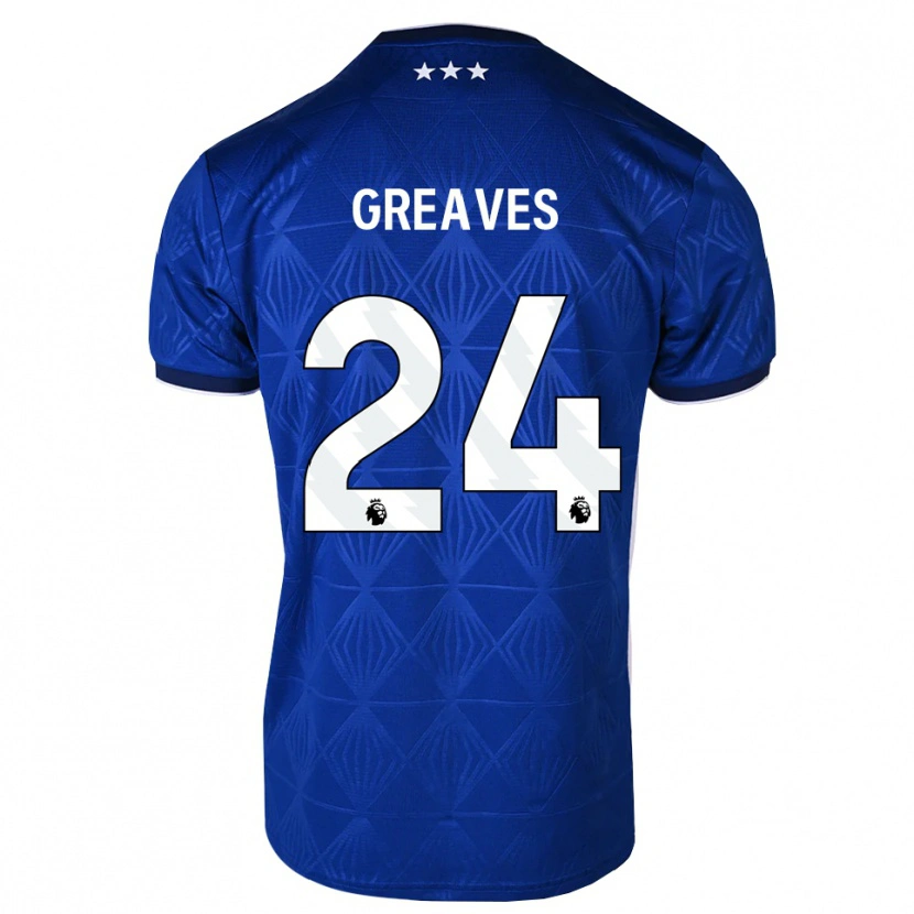 Danxen Kvinder Jacob Greaves #24 Mellemblå Hvid Rød Hjemmebane Spillertrøjer 2026/27 Trøje T-Shirt
