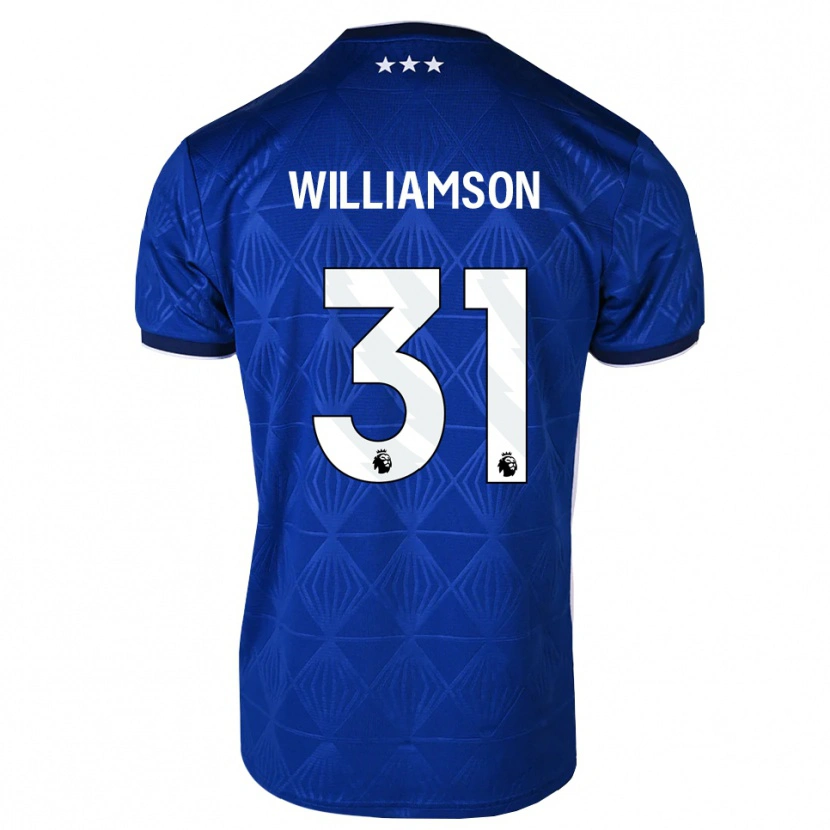 Danxen Kvinder Woody Williamson #31 Mellemblå Hvid Rød Hjemmebane Spillertrøjer 2026/27 Trøje T-Shirt