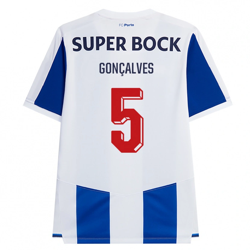 Danxen Kvinder Martim Gonçalves #5 Blå Hvid Rød Hjemmebane Spillertrøjer 2026/27 Trøje T-Shirt