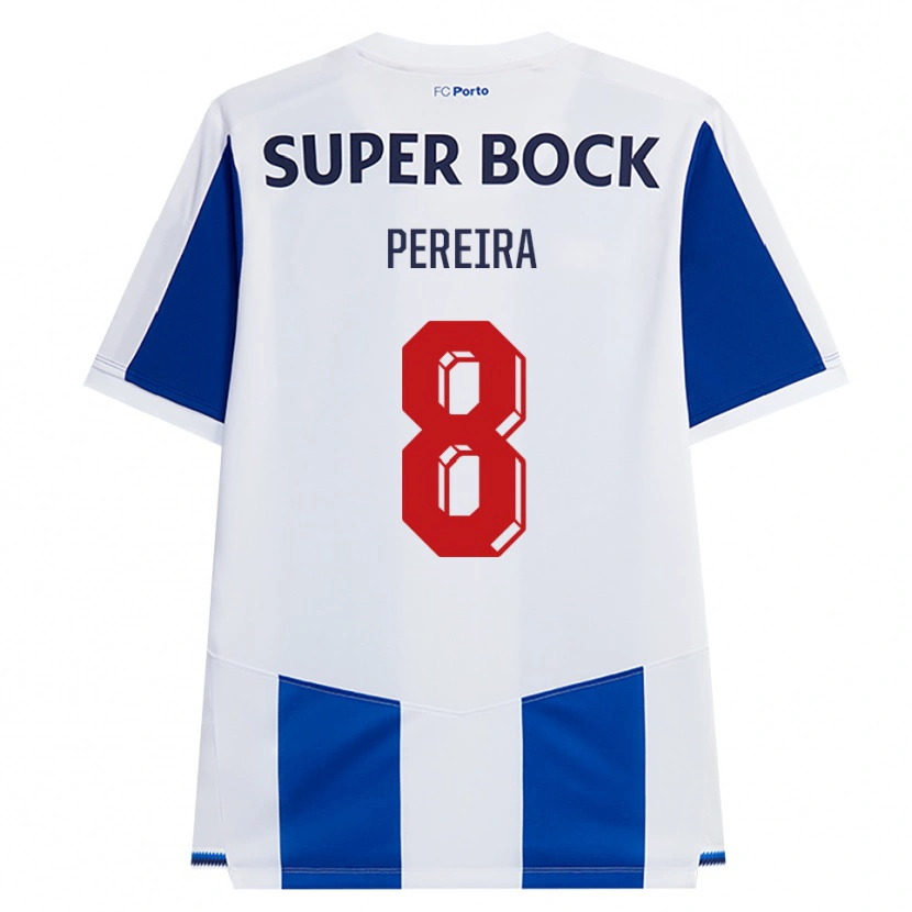 Danxen Kvinder Catarina Pereira #8 Blå Hvid Rød Hjemmebane Spillertrøjer 2026/27 Trøje T-Shirt