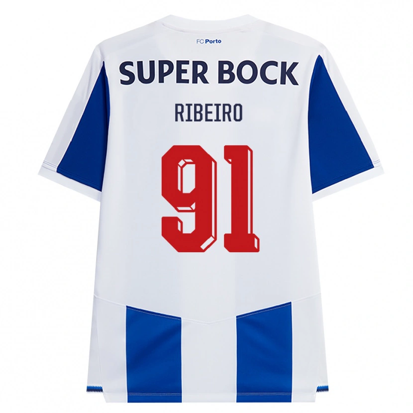 Danxen Kvinder Gonçalo Ribeiro #91 Blå Hvid Rød Hjemmebane Spillertrøjer 2026/27 Trøje T-Shirt