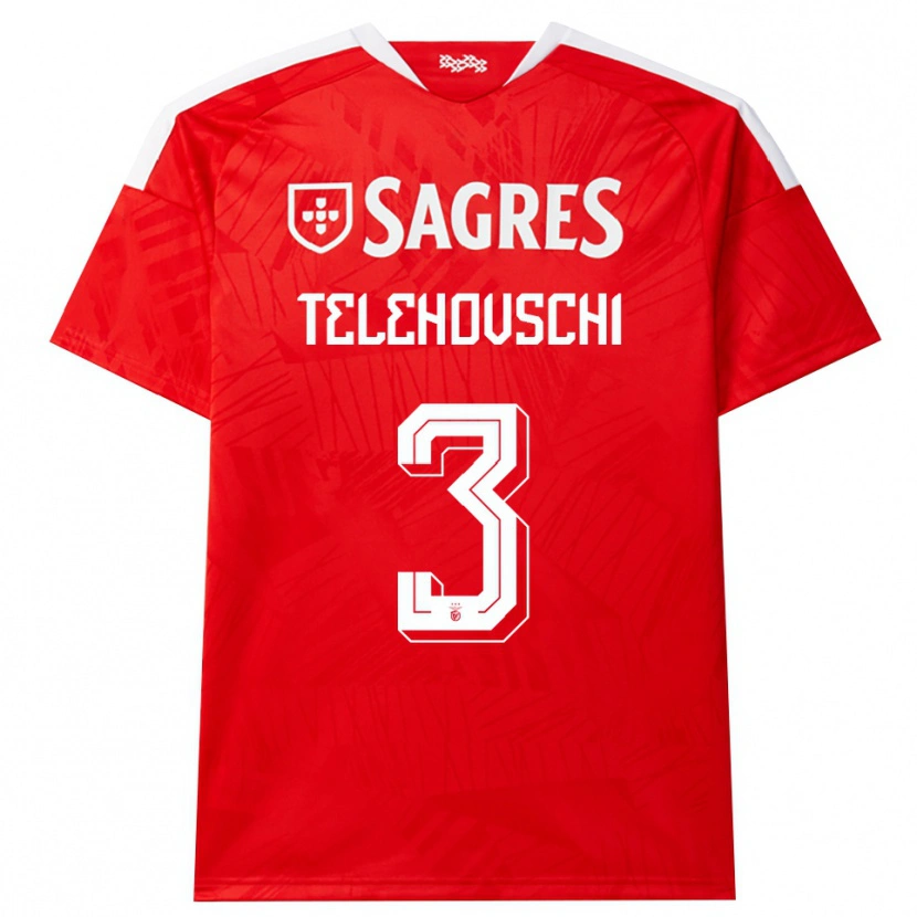 Danxen Kvinder Dinis Telehovschi #3 Rød Hvid Gul Hjemmebane Spillertrøjer 2026/27 Trøje T-Shirt