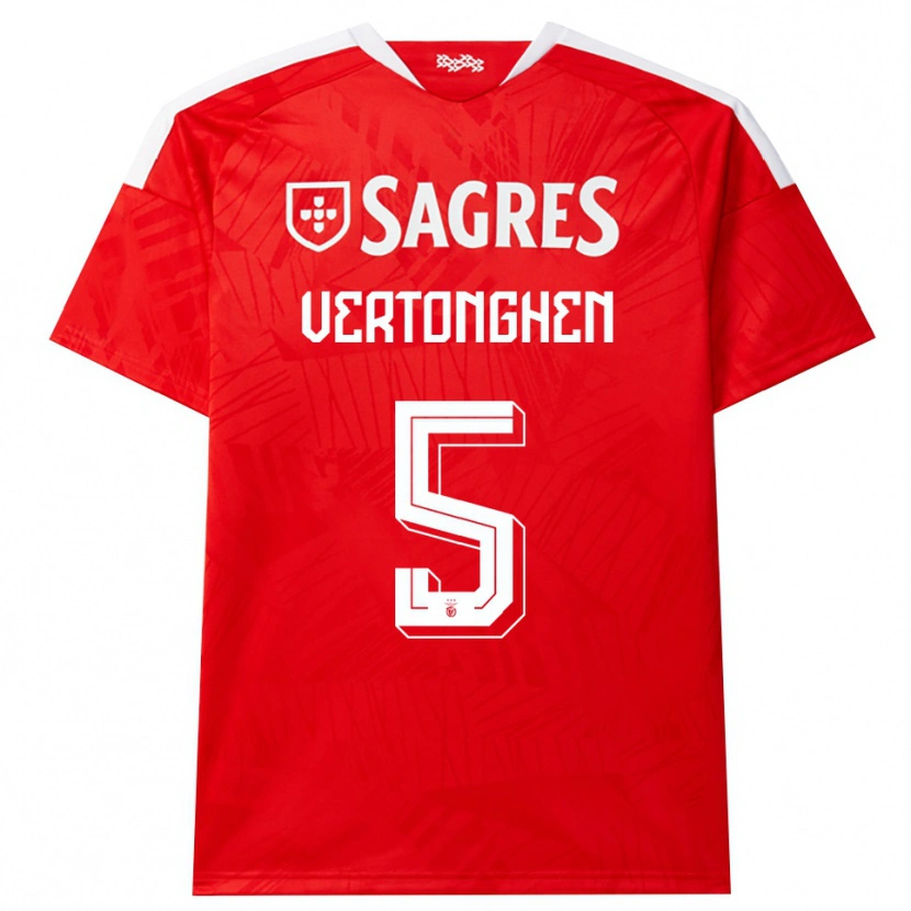 Danxen Kvinder Jan Vertonghen #5 Rød Hvid Gul Hjemmebane Spillertrøjer 2026/27 Trøje T-Shirt