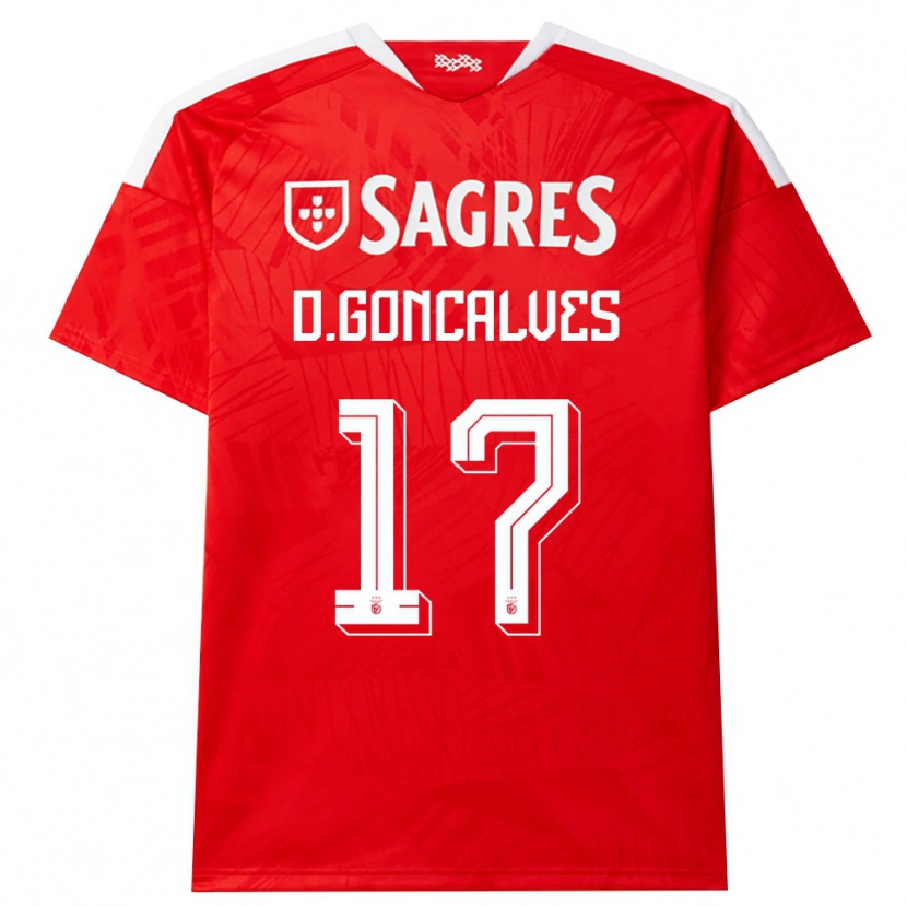 Danxen Kvinder Diogo Goncalves #17 Rød Hvid Gul Hjemmebane Spillertrøjer 2026/27 Trøje T-Shirt