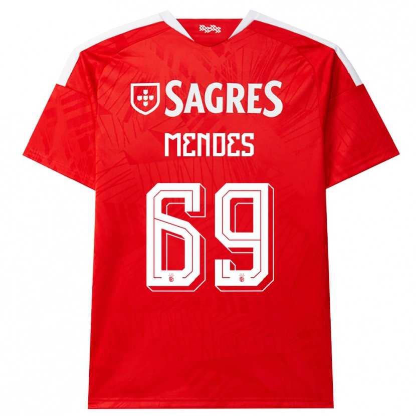 Danxen Kvinder Vladimir Mendes #69 Rød Hvid Gul Hjemmebane Spillertrøjer 2026/27 Trøje T-Shirt