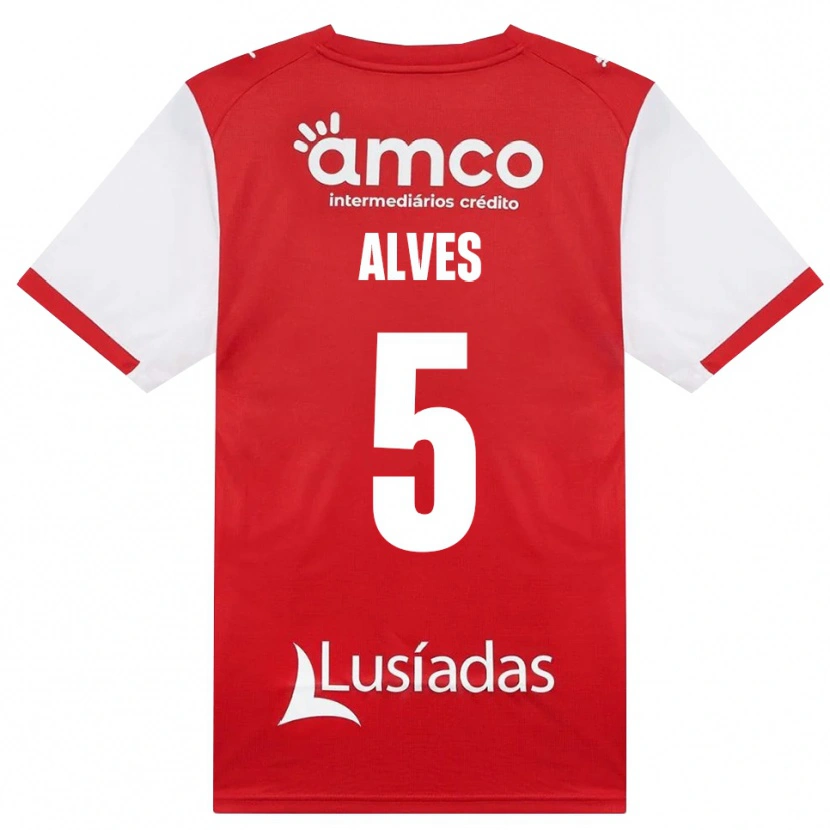 Danxen Kvinder Eduardo Alves #5 Hvid Rød Sort Hjemmebane Spillertrøjer 2026/27 Trøje T-Shirt