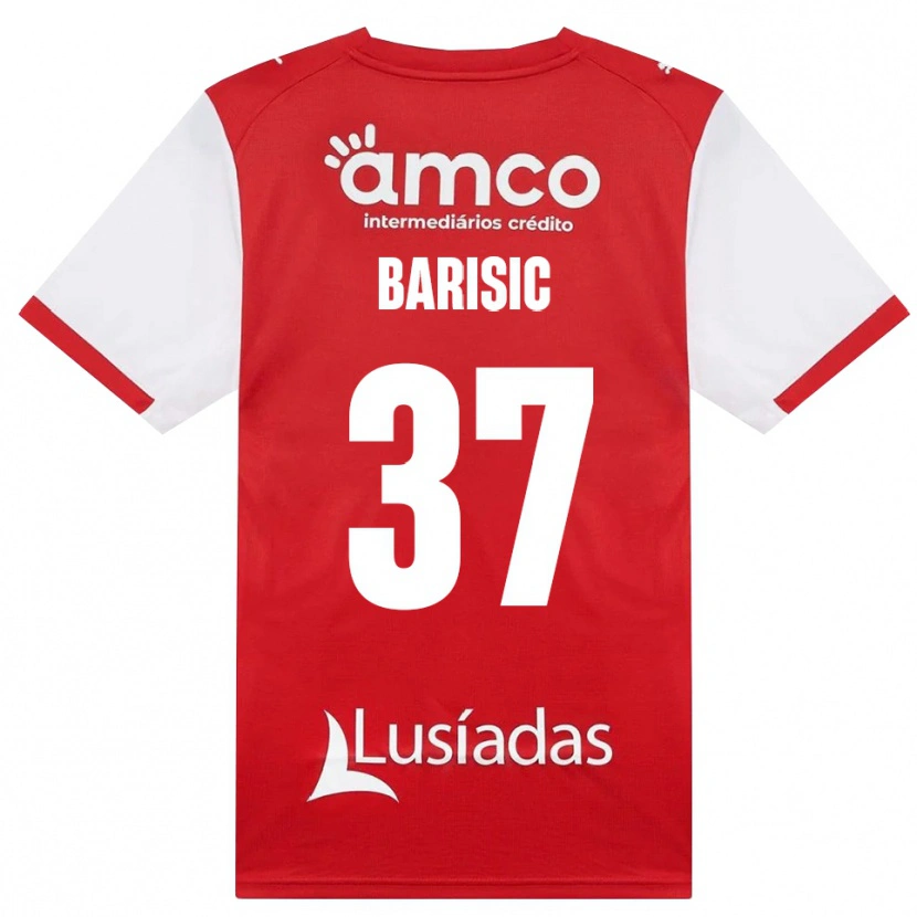 Danxen Kvinder Adrian Barisic #37 Hvid Rød Sort Hjemmebane Spillertrøjer 2026/27 Trøje T-Shirt