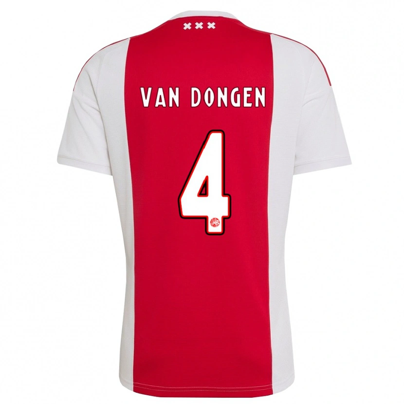 Danxen Kvinder Bram Van Dongen #4 Rød Hvid Gul Hjemmebane Spillertrøjer 2026/27 Trøje T-Shirt