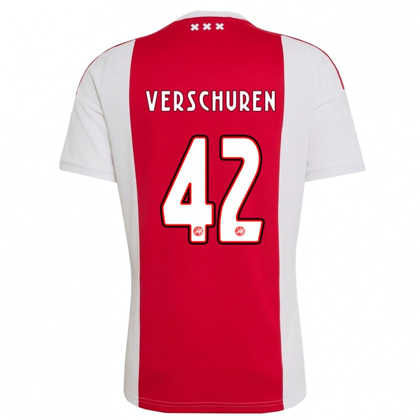 Danxen Kvinder Nick Verschuren #42 Rød Hvid Gul Hjemmebane Spillertrøjer 2026/27 Trøje T-Shirt