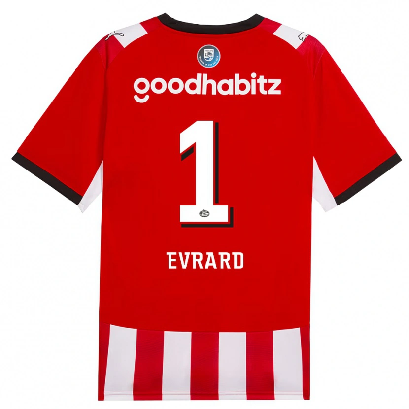 Danxen Kvinder Nicky Evrard #1 Rød Hvid Sort Hjemmebane Spillertrøjer 2026/27 Trøje T-Shirt