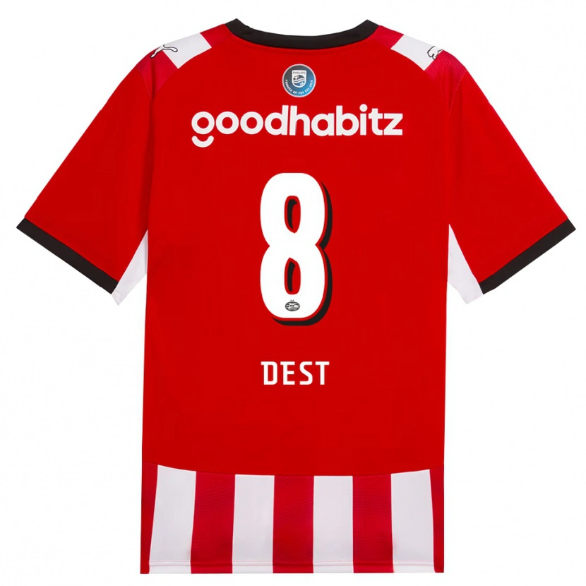 Danxen Kvinder Sergiño Dest #8 Rød Hvid Sort Hjemmebane Spillertrøjer 2026/27 Trøje T-Shirt