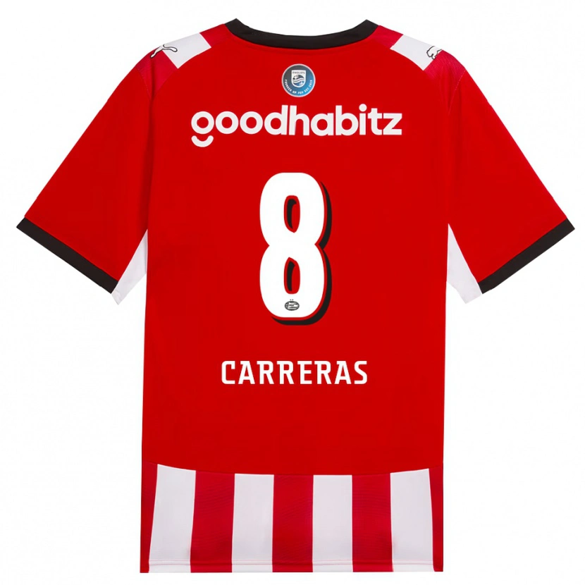 Danxen Kvinder Georgina Carreras #8 Rød Hvid Sort Hjemmebane Spillertrøjer 2026/27 Trøje T-Shirt