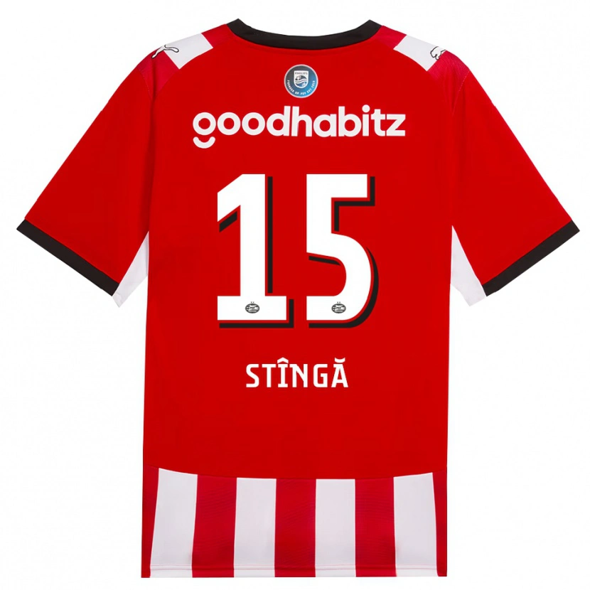 Danxen Kvinder Lucas Stîngă #15 Rød Hvid Sort Hjemmebane Spillertrøjer 2026/27 Trøje T-Shirt