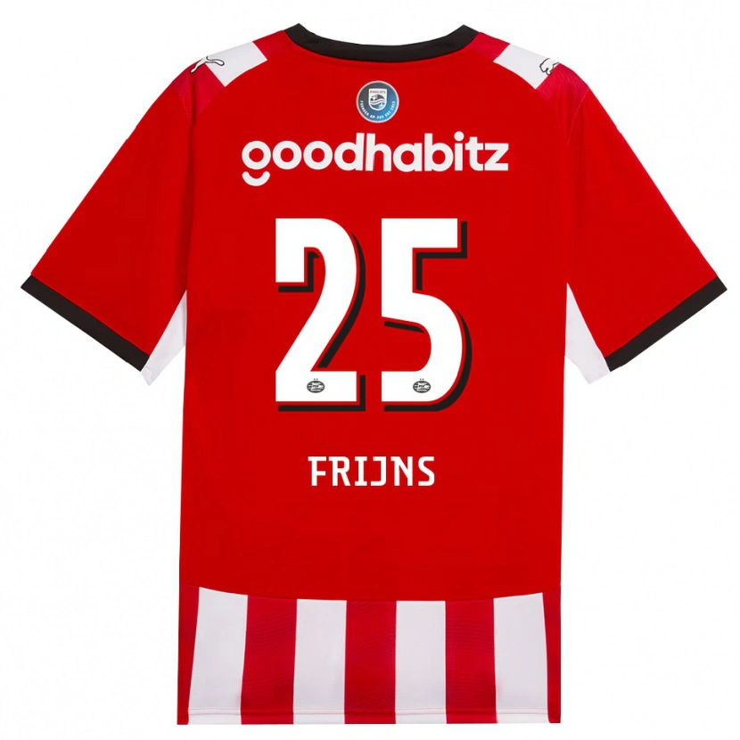 Danxen Kvinder Emma Frijns #25 Rød Hvid Sort Hjemmebane Spillertrøjer 2026/27 Trøje T-Shirt