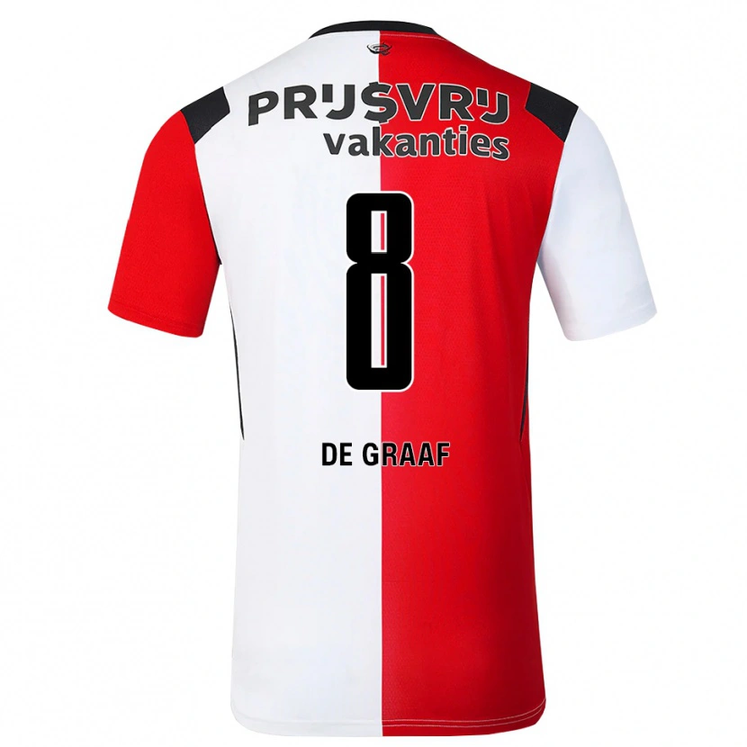 Danxen Kvinder Esmee De Graaf #8 Rød Hvid Sort Hjemmebane Spillertrøjer 2026/27 Trøje T-Shirt
