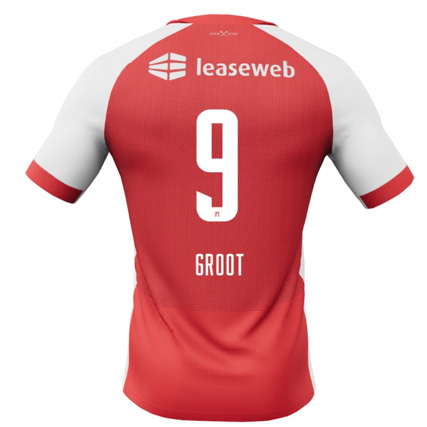 Danxen Kvinder Gijs Groot #9 Rød Hvid Sort Hjemmebane Spillertrøjer 2026/27 Trøje T-Shirt