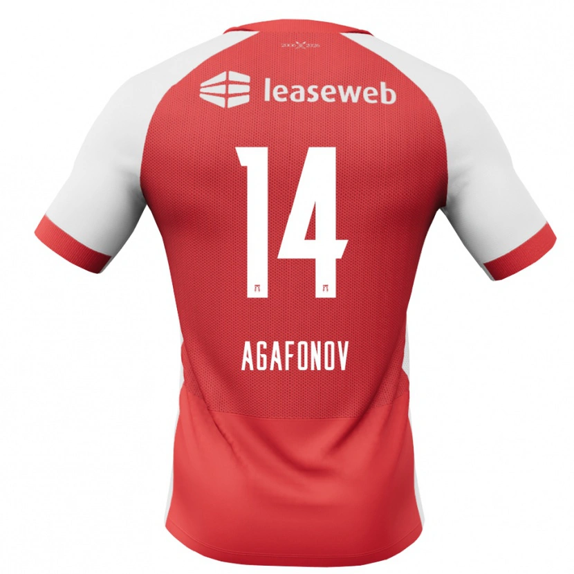 Danxen Kvinder Anton Agafonov #14 Rød Hvid Sort Hjemmebane Spillertrøjer 2026/27 Trøje T-Shirt