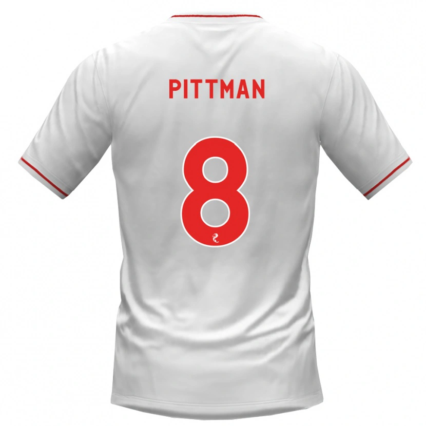 Danxen Kvinder Scott Pittman #8 Hvid Rød Udebane Spillertrøjer 2026/27 Trøje T-Shirt