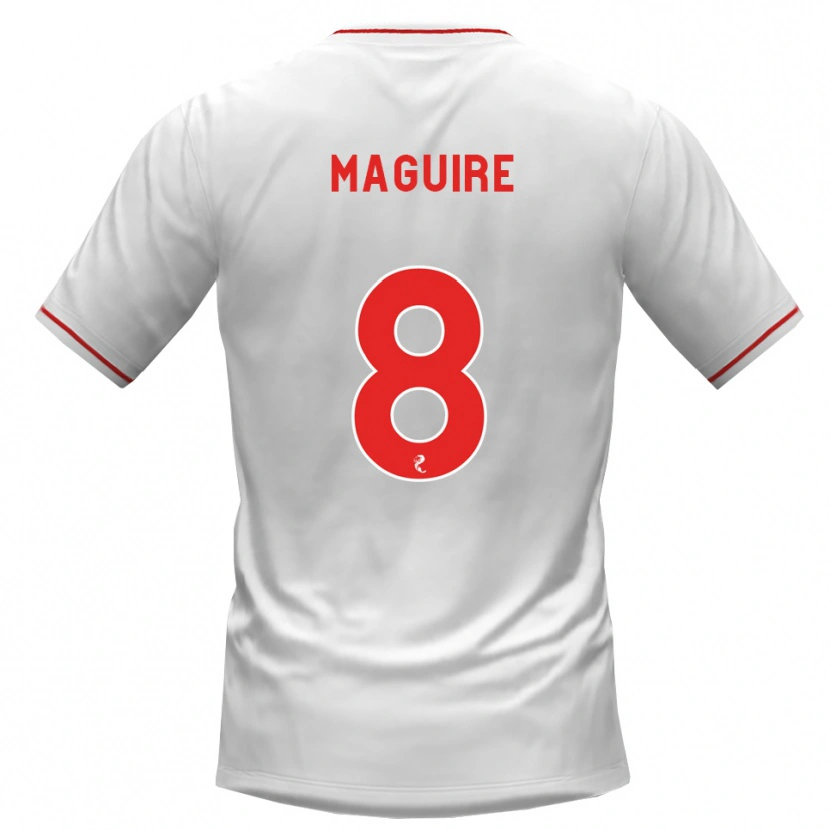 Danxen Kvinder Ciaran Maguire #8 Hvid Rød Udebane Spillertrøjer 2026/27 Trøje T-Shirt