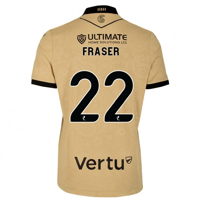 Danxen Kvinder Marcus Fraser #22 Burlywood Sort Udebane Spillertrøjer 2026/27 Trøje T-Shirt